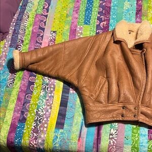 Andrew Marc Tan Leather Shearling Jacket